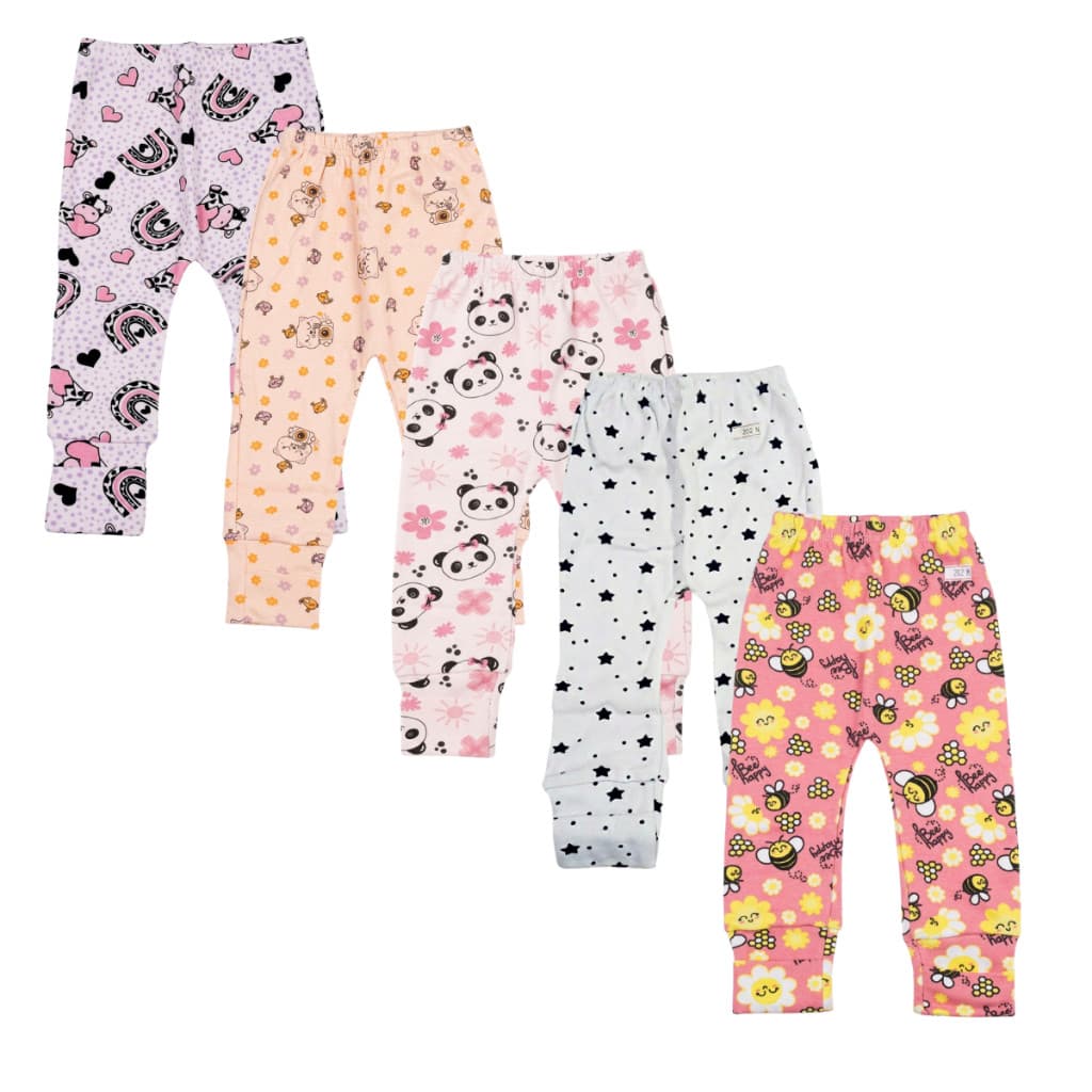 Kit 5 Calças Mijão Bebê Infantil Algodão Estampado Cores Sortidas