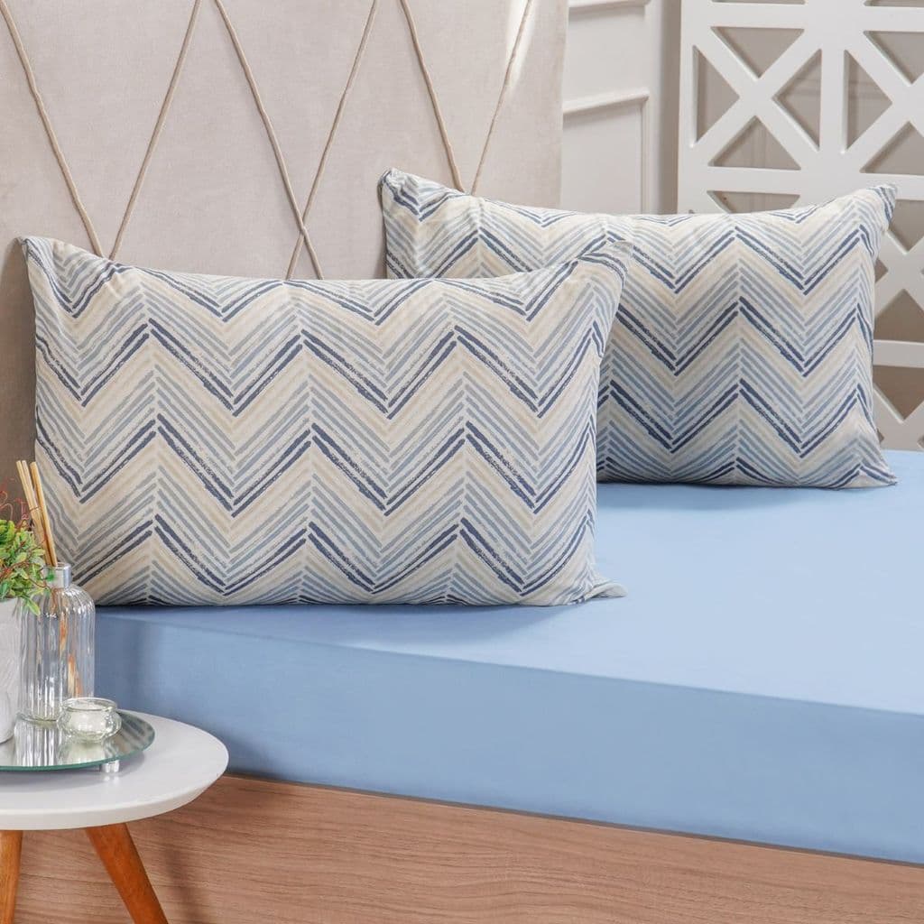 Jgo Lençol Cama Casal 150Fios 3pc Casual Blue 100%Algodão BeneCasa