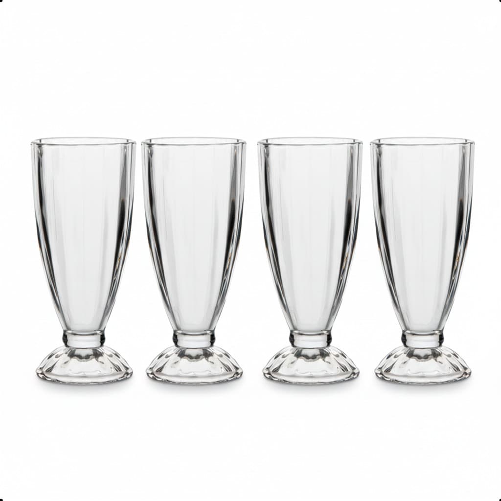 Conjunto 4 Copos Milkshake 330ml Vidro 18x8cm Taça Sobremesa Açaí Drinks