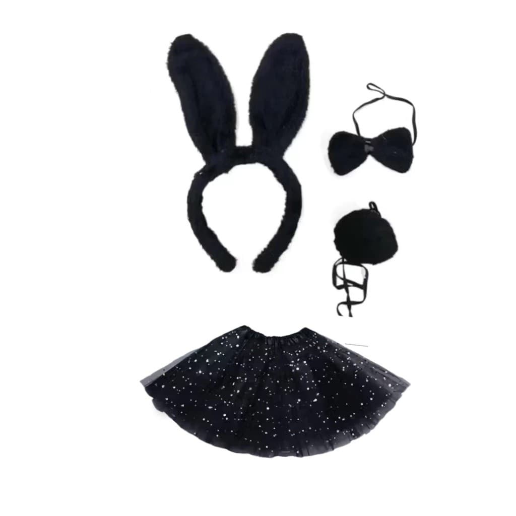 Kit Coelho + Luva +Meia + Saia Tule /Fantasia Coelho Festas Carnaval