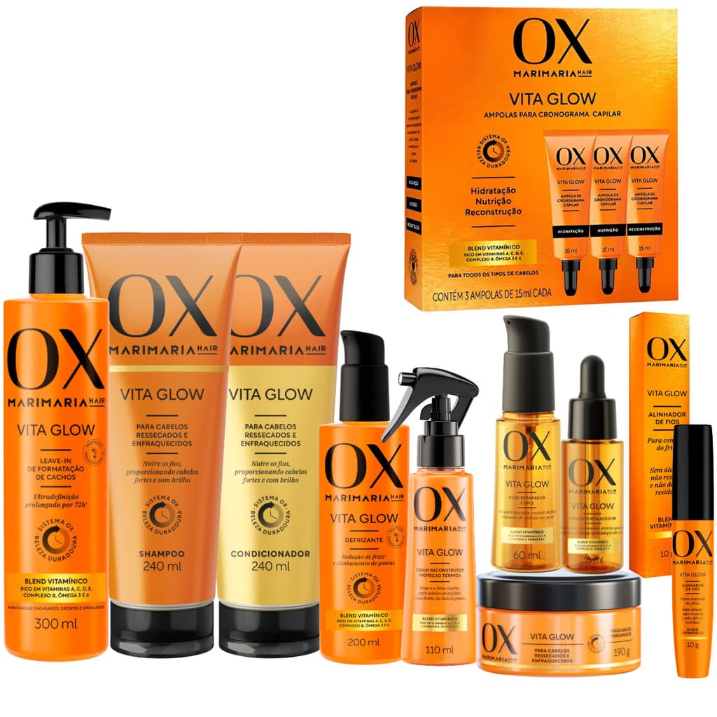 Kit OX Vita Glow MariMaria Hair Ressecados Fios Enfraquecido