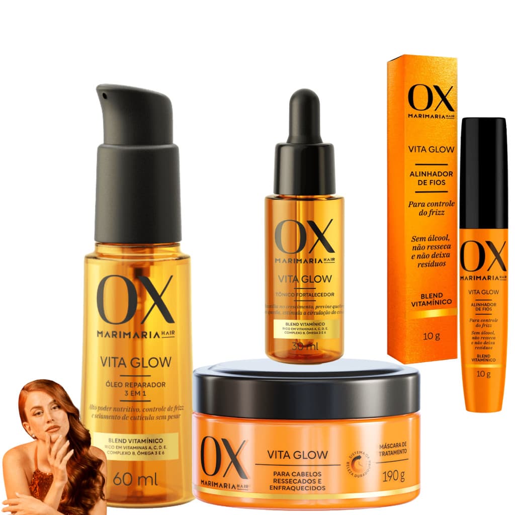 Kit OX Vita Glow Alinhador de Fios Frizz MariMaria Óleo