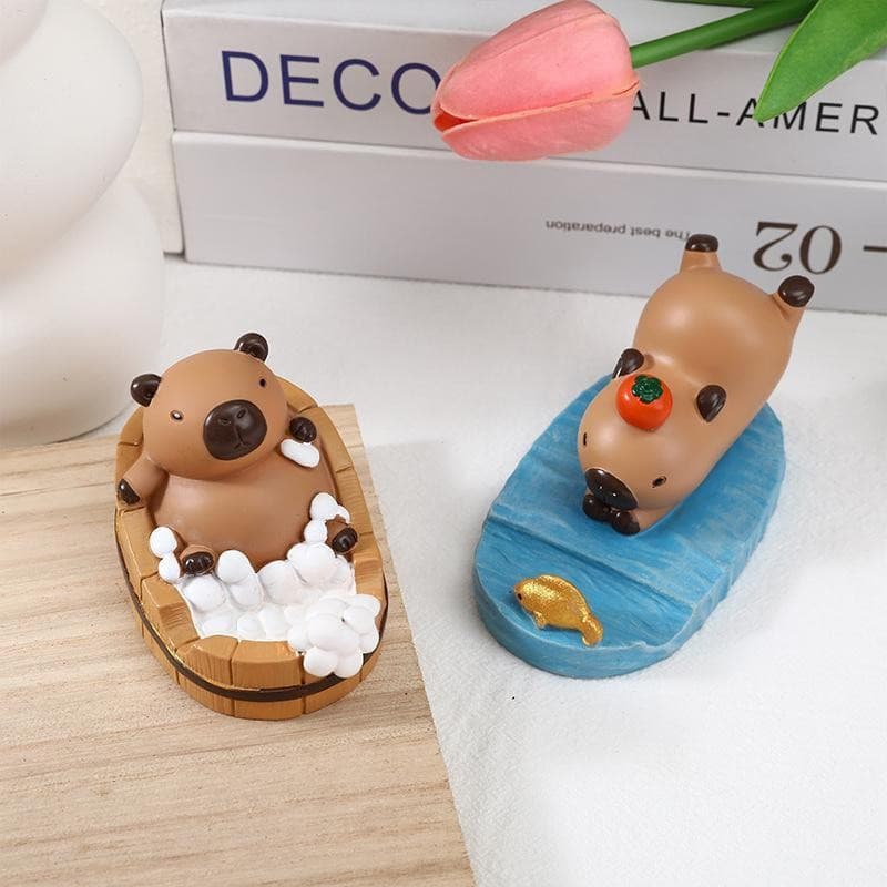 Criativo Resina Capivara Boneca Suporte De Telefone Portátil Dos Desenhos Animados Desktop Preguiçoso Tablet Titular Dec