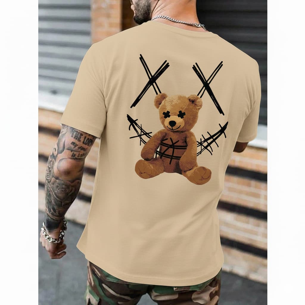 Camiseta Masculina Urso Estampada Camisa 100% Algodão