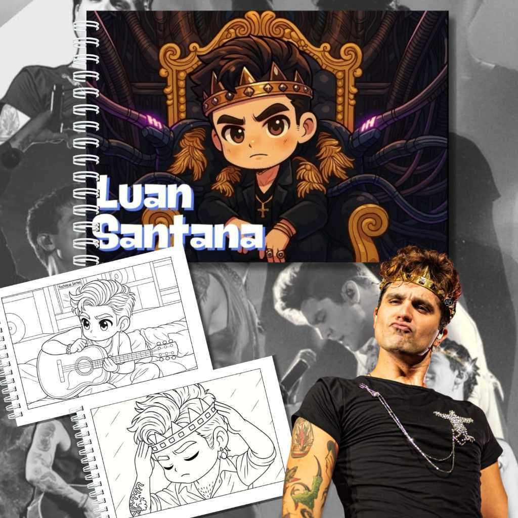 Livro de colorir LUAN SANTANA | Capa dura | folhas grossas 180g | 50 folha