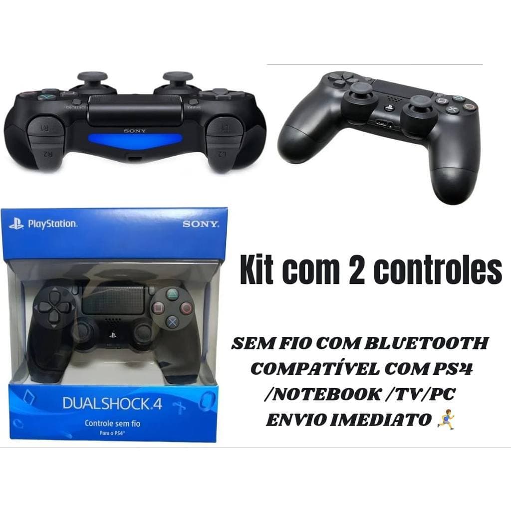 Kit com 2 controles ps4 sem fio linha premium compativel com PS4/NOTEBOOK/ TV E PC ENVIO NO MESMO DIA