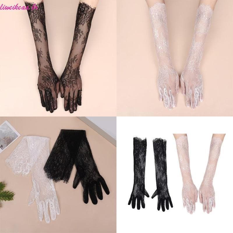 liweikeaa 1 Par Elegante Rendas Longas Dança Noturna Lolitas Femininas Para Apresentações Palco