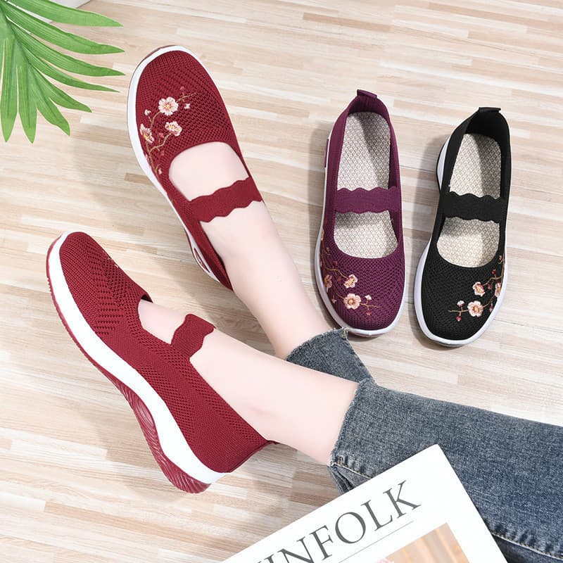 Sapatilhas Femininas Conforto Floral Calçados Femininos Macios Cor Sólida Moda Feminina Leve Zapatos De Mujer