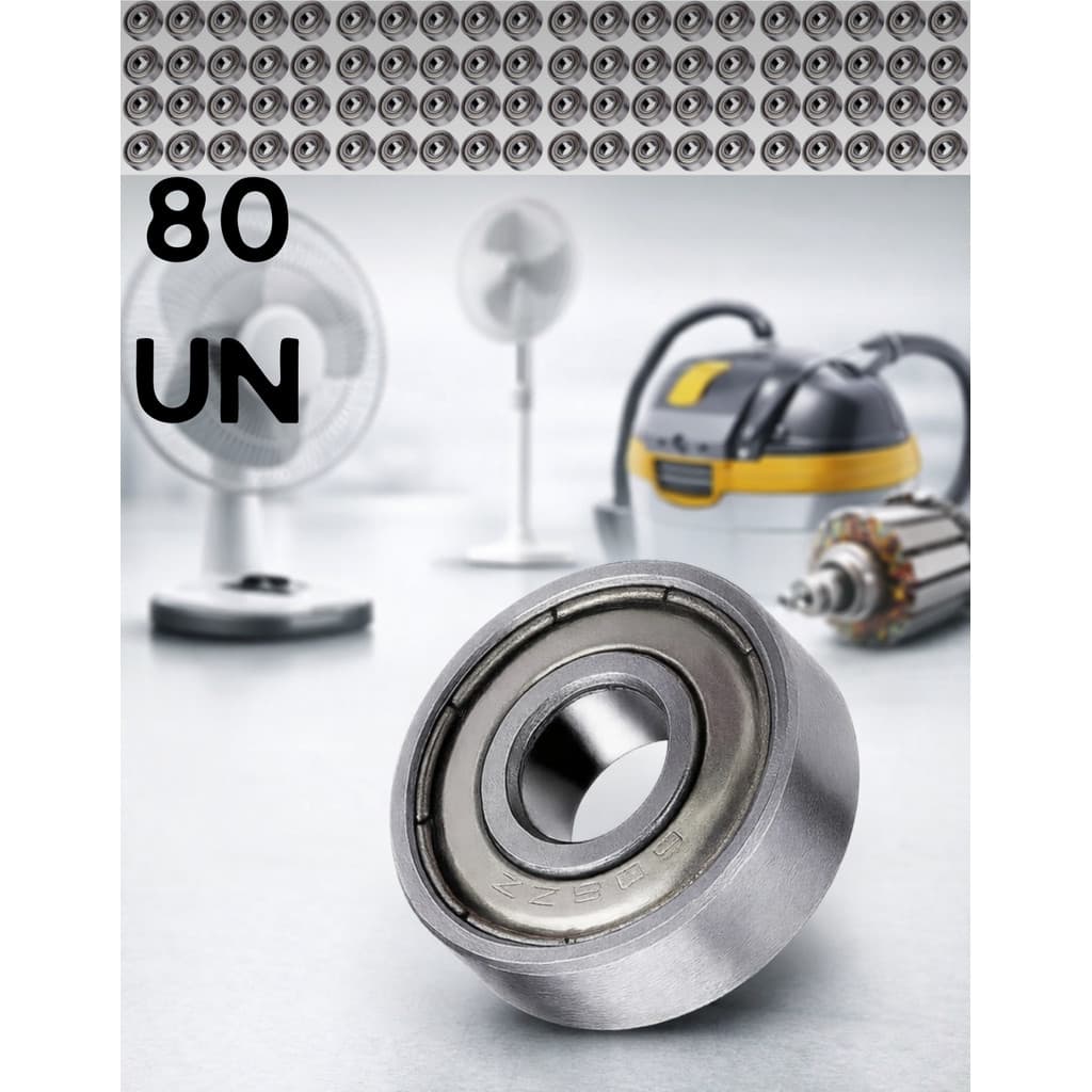 Kit Manutenção Com 80 Rolamentos 608 ZZ Ventilador Blindado SemiProfissional 8X22X7 Aço Lubrificado A Óleo