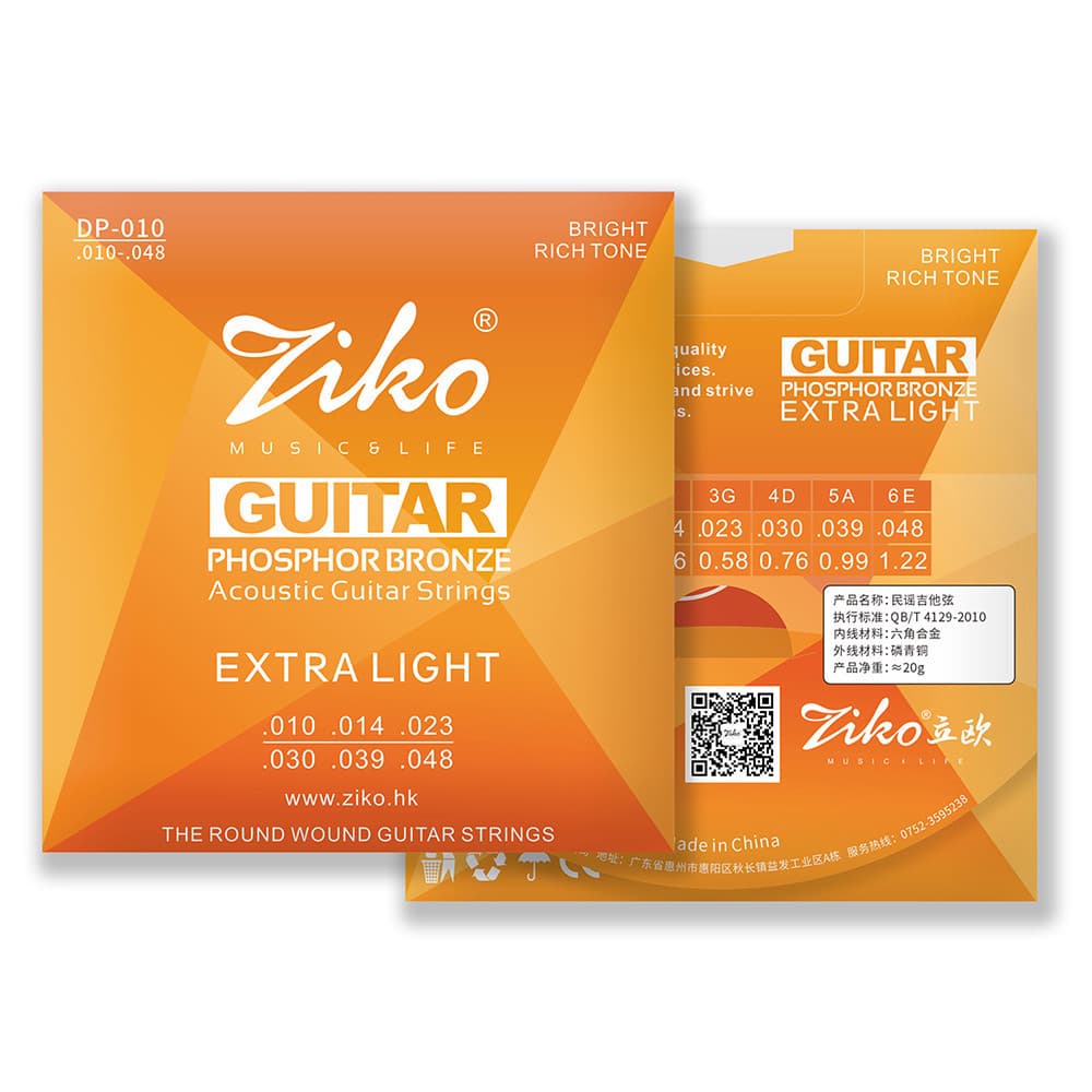 Ziko Corda De Guitarra Acústica 010 Bronze Fósforo 6 Cordas Para Peça De Instrumento