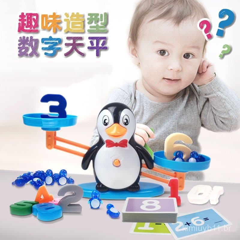 Balança Digital de Brinquedo em Forma de Pinguim, Balança de Animais, Brinquedo de Adição e Subtração em Forma de Elefan