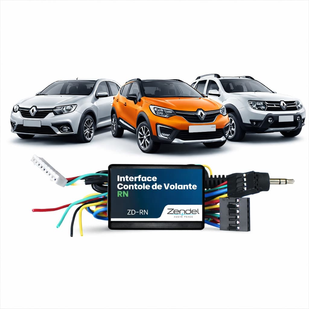 Interface Controle de Volante Kwid Clio Logan Sandero Scenic Duster Captur Master  Megane Oroch Symbol Zendel ZD-RN