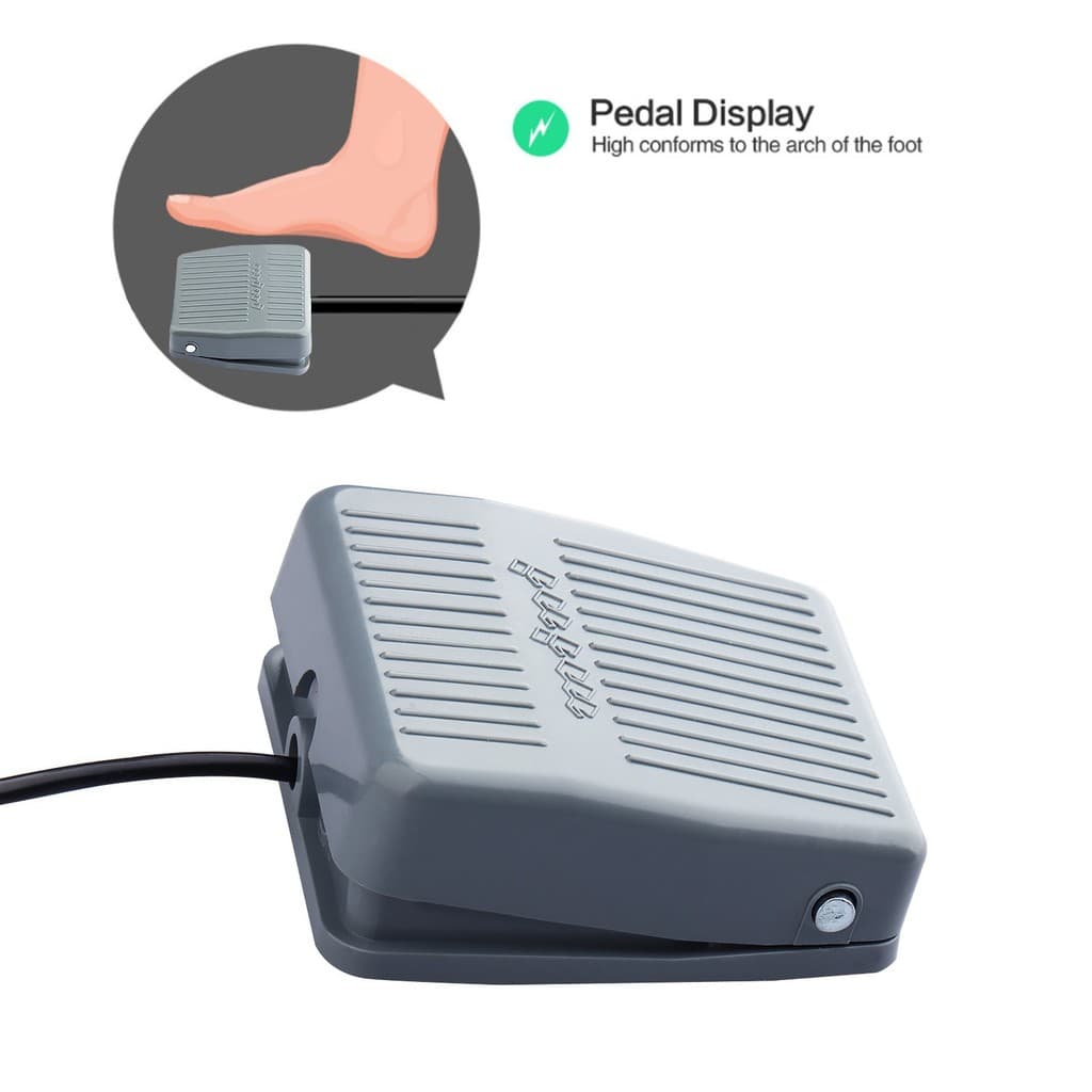 Pedal de tatuagem cinza, pedal de tatuagem, adaptador de energia para tatuagem, interruptor de pedal.