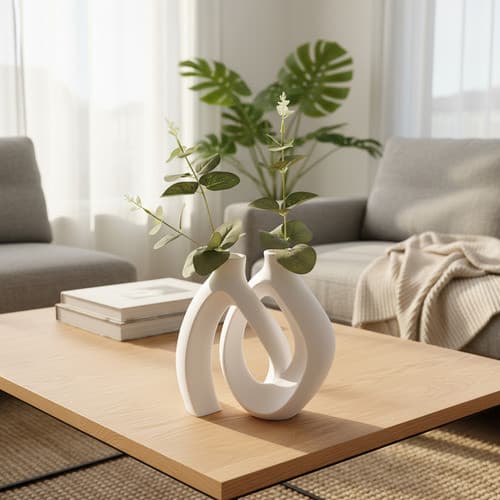 Dupla Vasos Moderno Decorativo União Amor Plantas Artificial