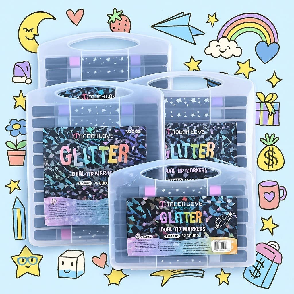 Marcador metálico 12/24/36/48 caneta de glitter de cabeça dupla marcador de cabeça dupla brilhante