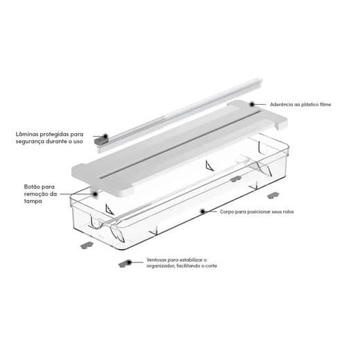 Organizador De Rolos Duplo Transparente Clear Gavetas Pratico Organizar Espaço