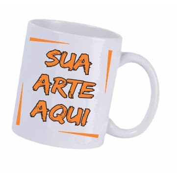 Caneca de Porcelana Personalizada com sua Arte Foto ou Logo Branca e Colorida