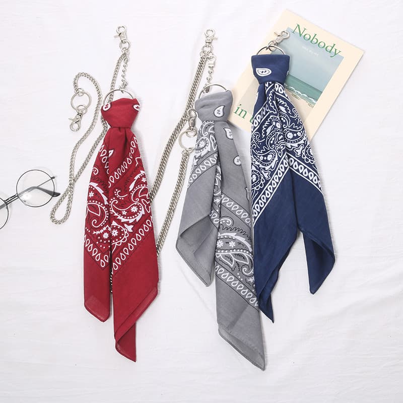 Ami cáqui Retro lenço quadrado fivela calças de rua Hip Hop lenço caju flor calças quadradas pequenas masculinas cacheco