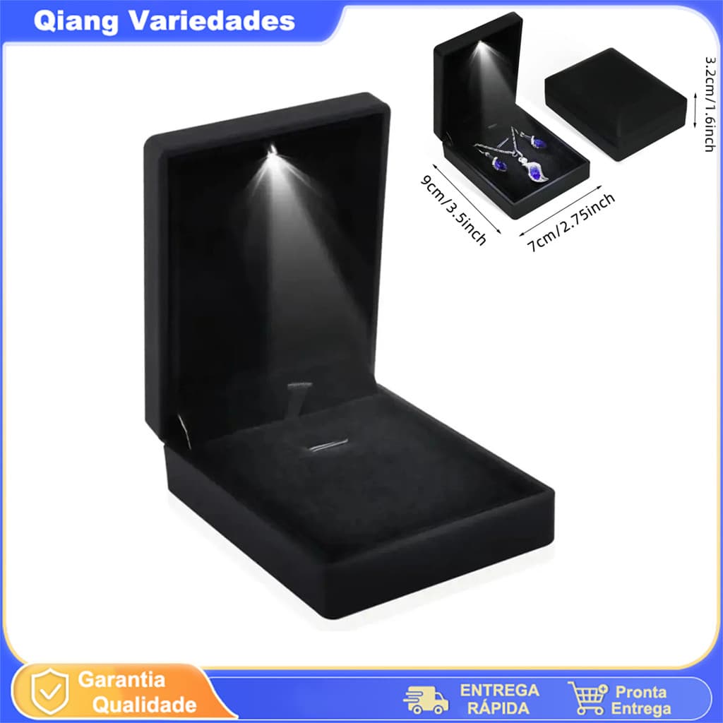 Caixinha Luxo P/ Jóias Com Led P/ Colar E Presente Especial