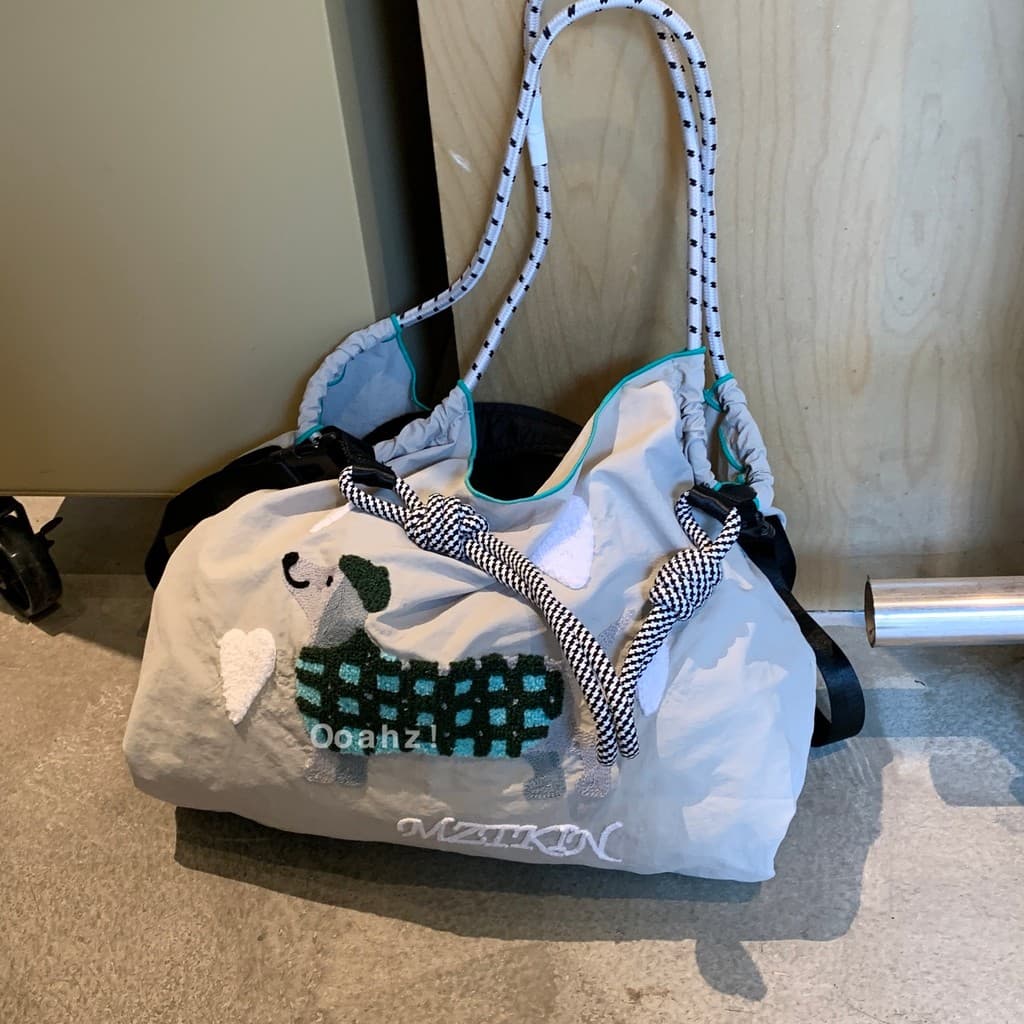 Osaka Life ~ Bolsa de ombro japonesa de Nylon com cordão bordado para cachorro, bolsa mensageiro portátil de grande capa