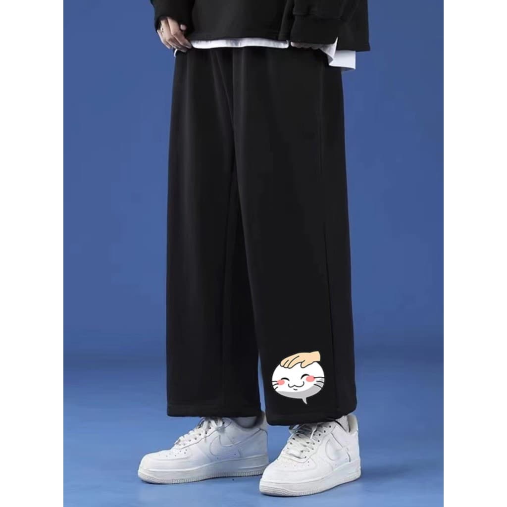 Calças de verão soltas retas Naruto jogo móvel duelo campo Emoticon pacote impresso cabeça toque Anime Bottoms primavera