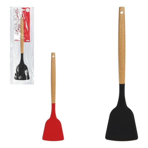 Espátula Silicone Cabo Madeira 31cm - Art House Preto