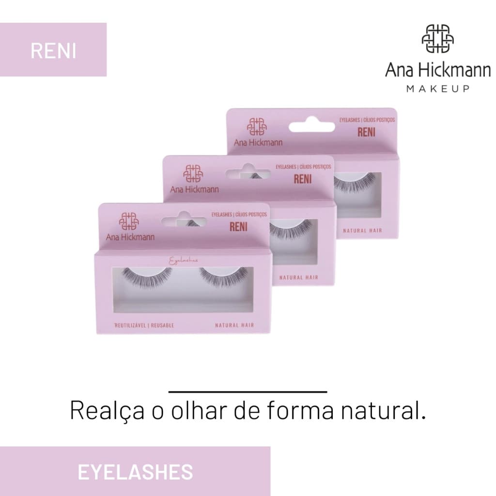 KIT DE 3 CILIOS POSTIÇOS EYELASHES ANA HICKMANN - RENI