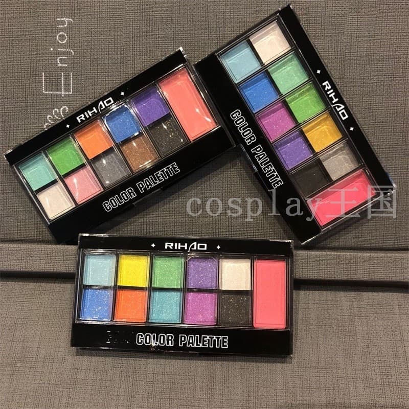 Paleta de sombras pérola azul verde roxo amarelo maquiagem para os olhos crianças jardim de infância grupo de desempenho