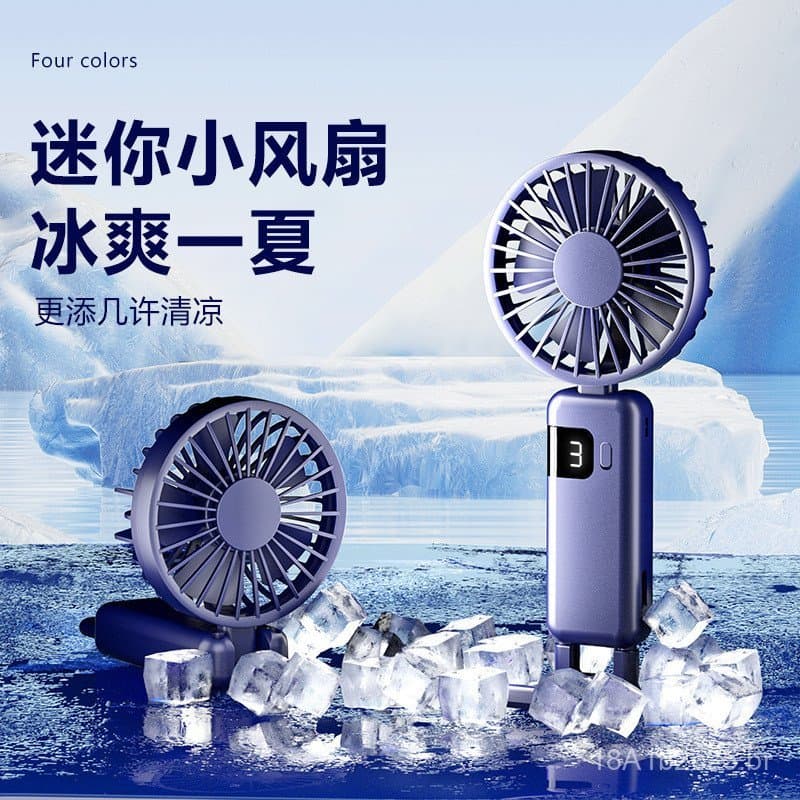 Ventilador portátil modelo 2025 com tela dobrável, recarregável por USB, grande capacidade, pode ser colocado em uma mes