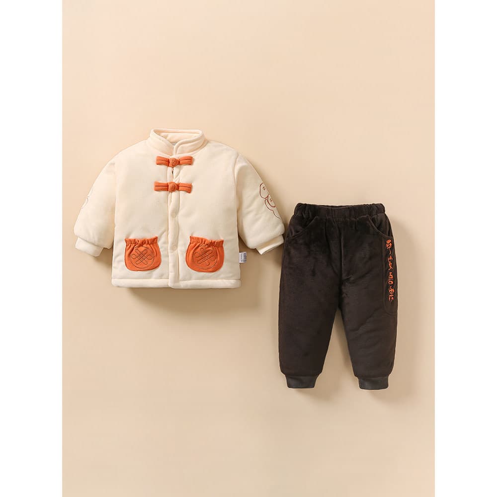 Roupas de inverno Roupas de bebê Ternos Roupas anuais Ternos de duas peças divididos Ternos Tang para bebês Roupas de an
