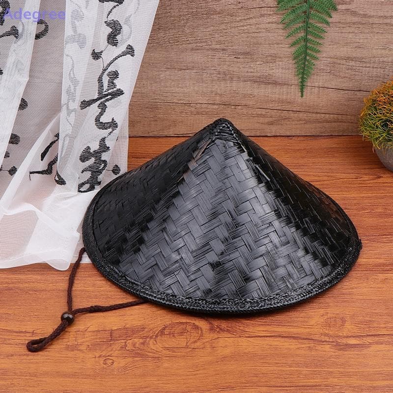 Adegree Chapéu Samurai Palha Chinês Cosplay Arroz Japonês Asiático Bambu Cônico Chapéus Festa Agricultor Cone Decoração