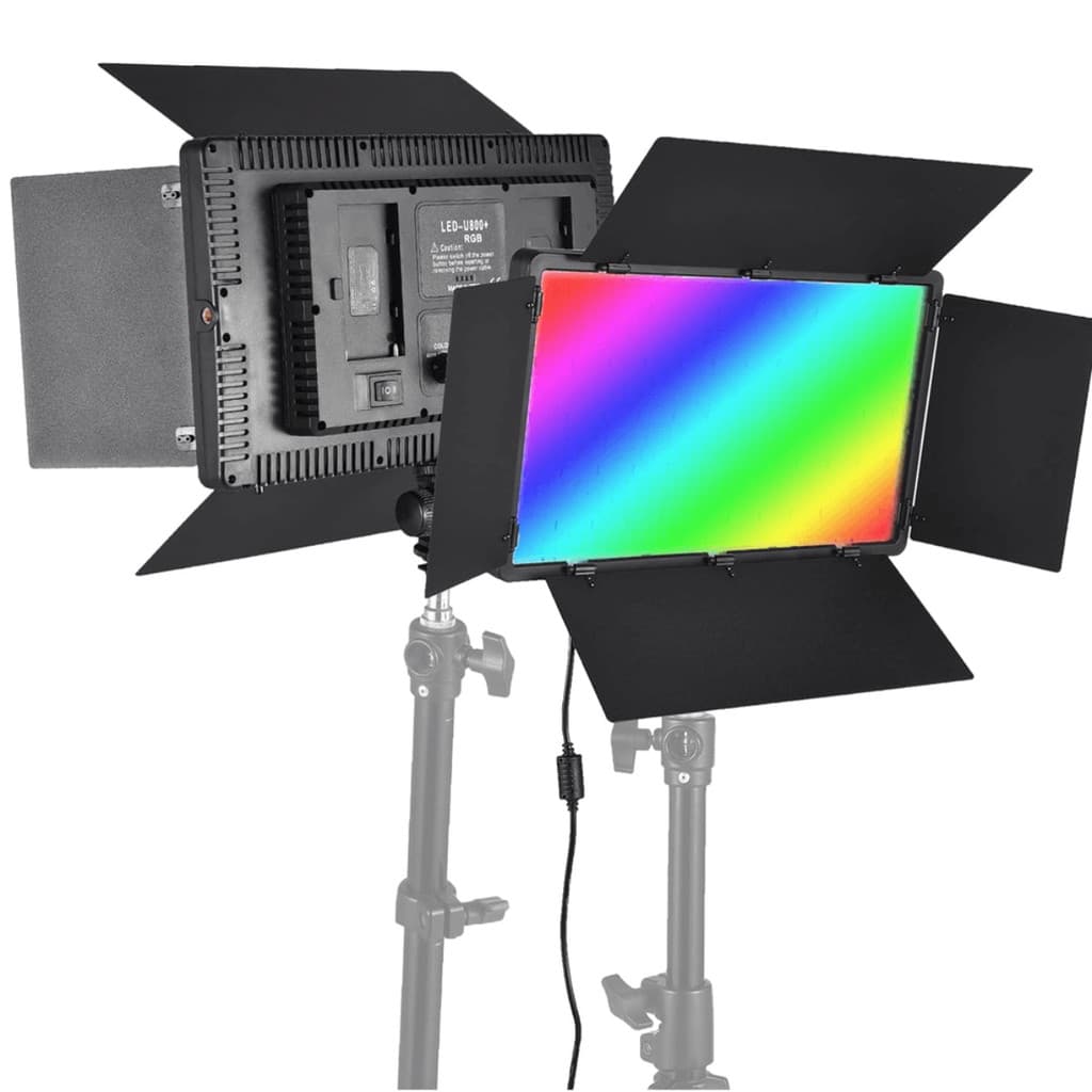Painel LED Iluminador Bicolor Pro LED 800 RGB com Holder e Fonte de Energia