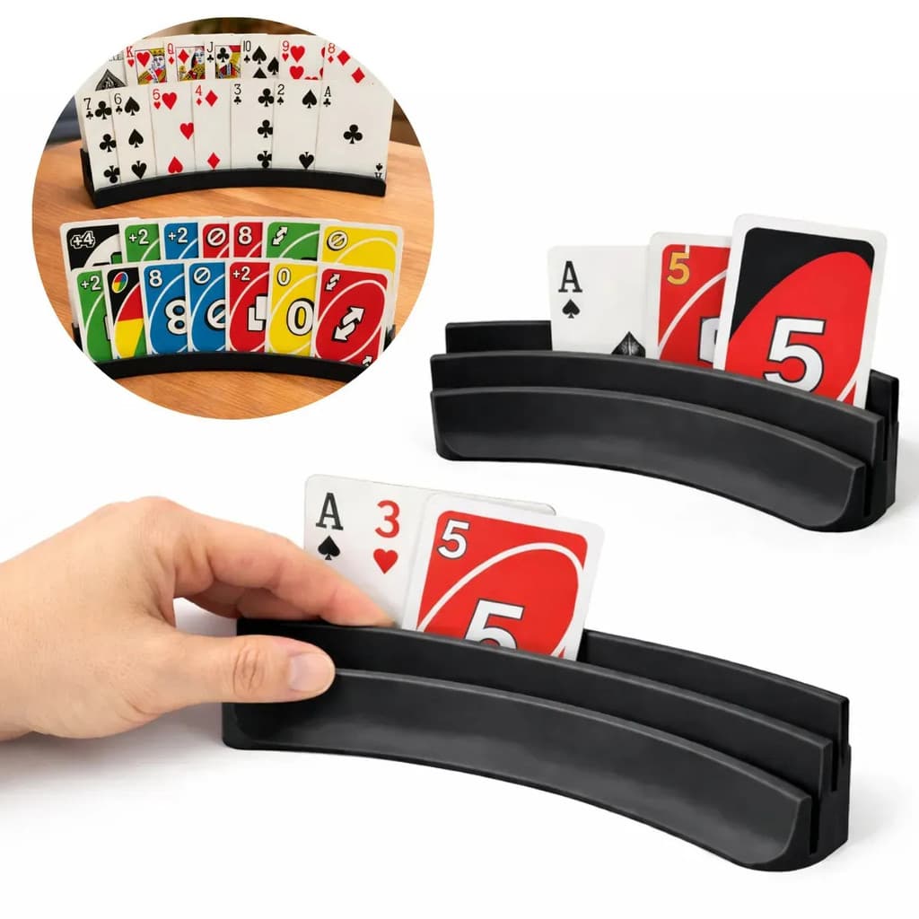 Suporte Porta Cartas Baralho Uno Pife Buraco Jogos Com 2 Unidade Preto Porta Card Organizador