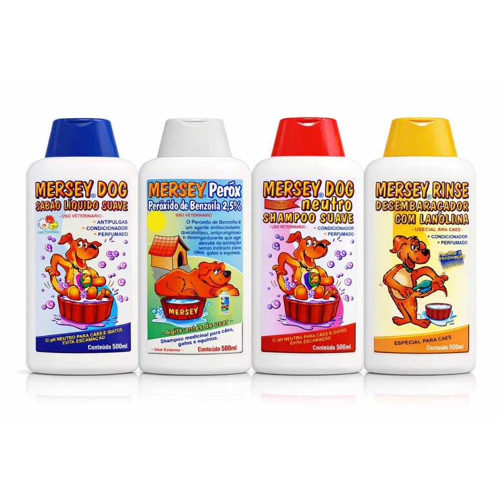 Kit Higiene Pet Shampoo Condicionador Desembaraçdor Mersey Dog Neutro Antipulgas Cachorro Promoção