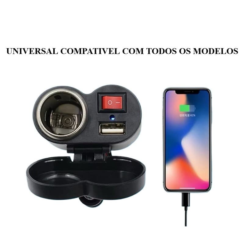 Carregador De Celular Usb Turbo Para Motos+acendedor -envio imediato  TOP