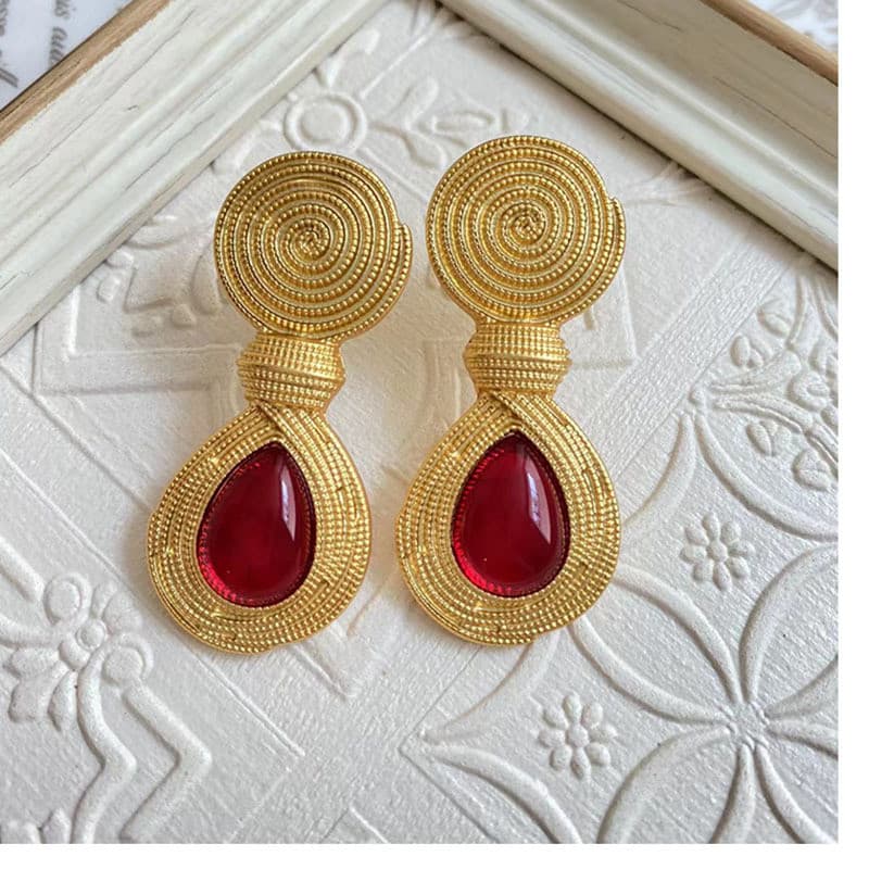 Medieval vintage Real banhado a ouro 8 caracteres nó rosqueado brincos simples ouro Retro palácio estilo 925 agulhas