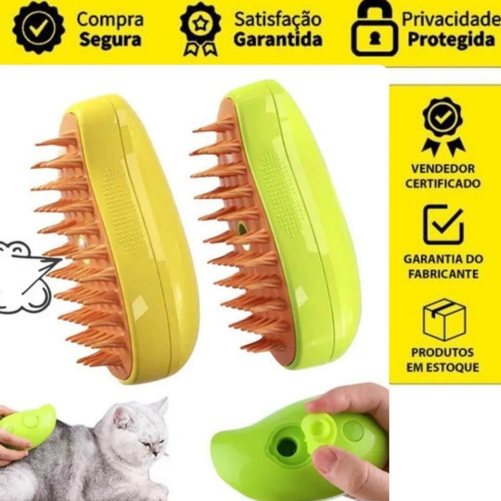 KIT 2 Escovas A Vapor 3 Em 1 Para Cães E Gatos Estimação Remoção De Pêlos SHUSHU SHOP