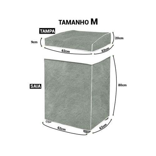 Capa Protetora Maquina Lavar Flanelada Jeans Resistente Tamanho M Protege Poeira Arranho