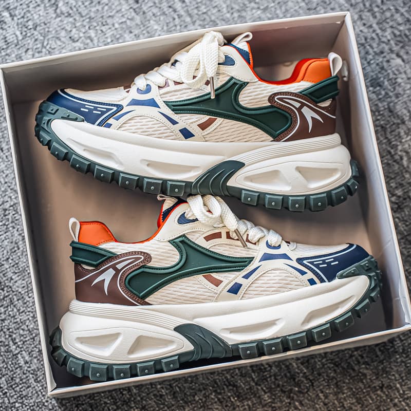 Sapatos papai de sola grossa masculino 2026 novo estilo verão Street Wear All-Match adolescente Casual correndo malha de
