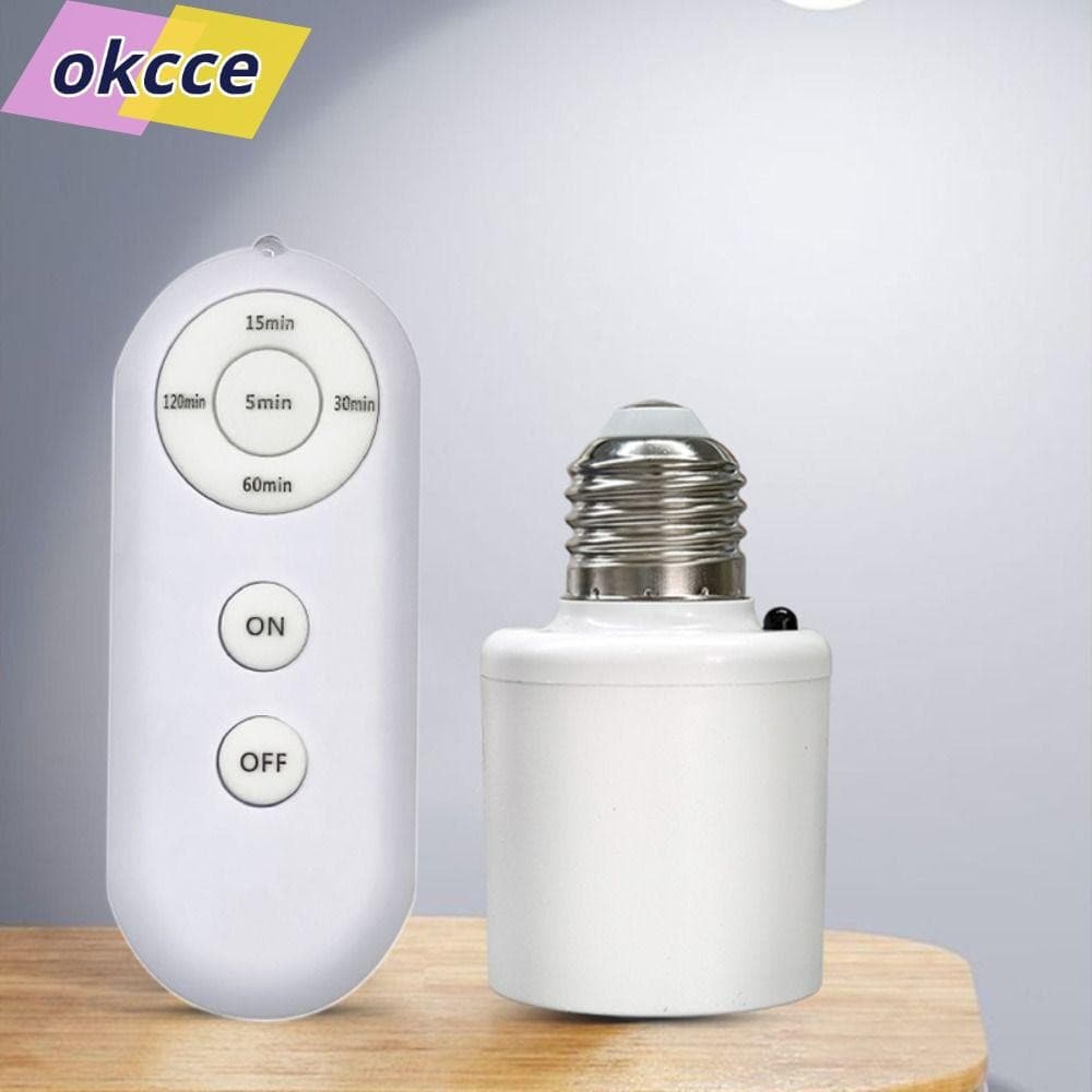 Suporte De Lâmpada Para Interruptor De Temporizador Inteligente OKCCE , Base De Controle Remoto Sem Fio E27 , Com
