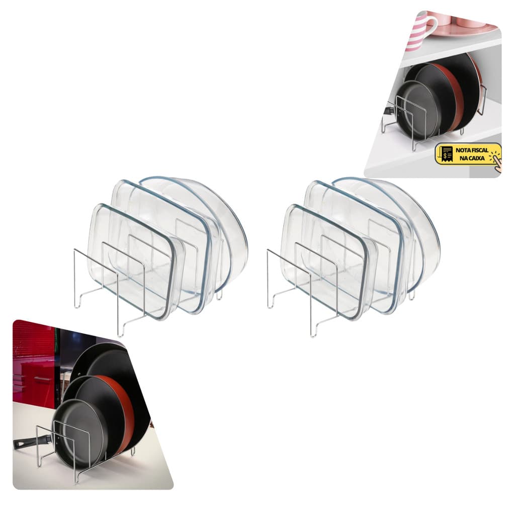 Kit 2 Suporte Refratário Organizador De Louça Para Cozinha Casa