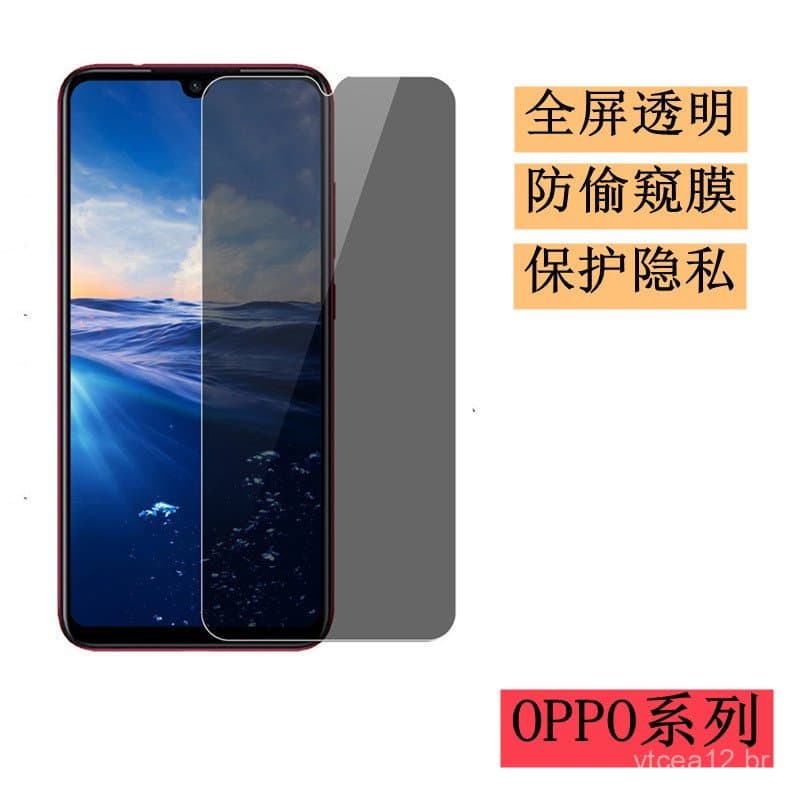 Adequado para película de vidro temperado anti-espião OPPO Reno7 R17 K7 Reno3/4/5, película transparente anti-espião par