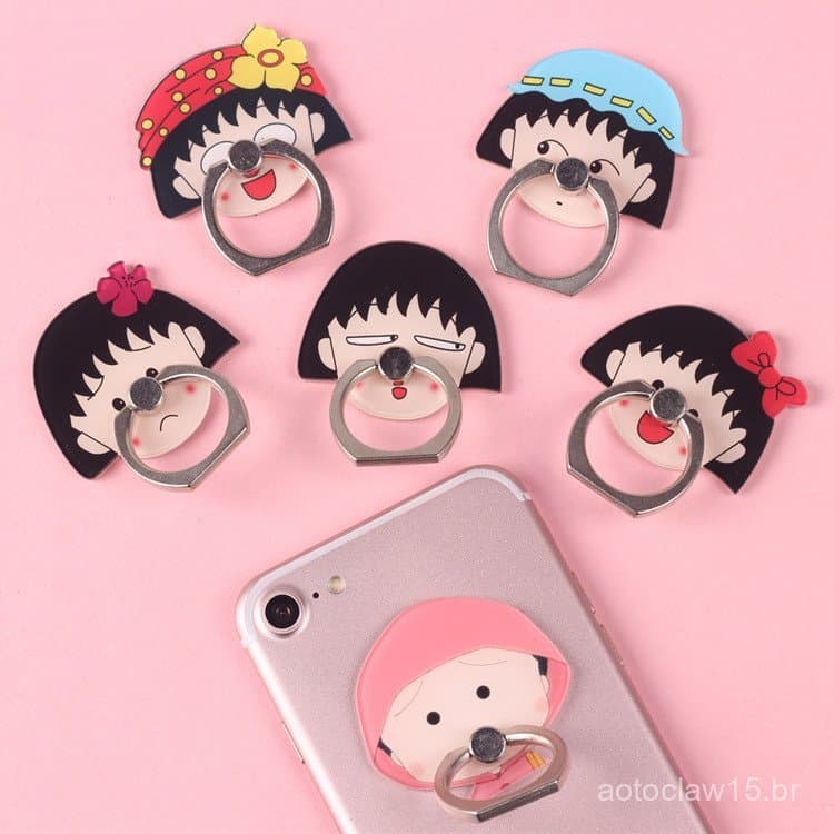 Suporte de celular criativo estilo cartoon japonês e coreano Chibi Maruko-chan, suporte de tablet prático, pulseira de m