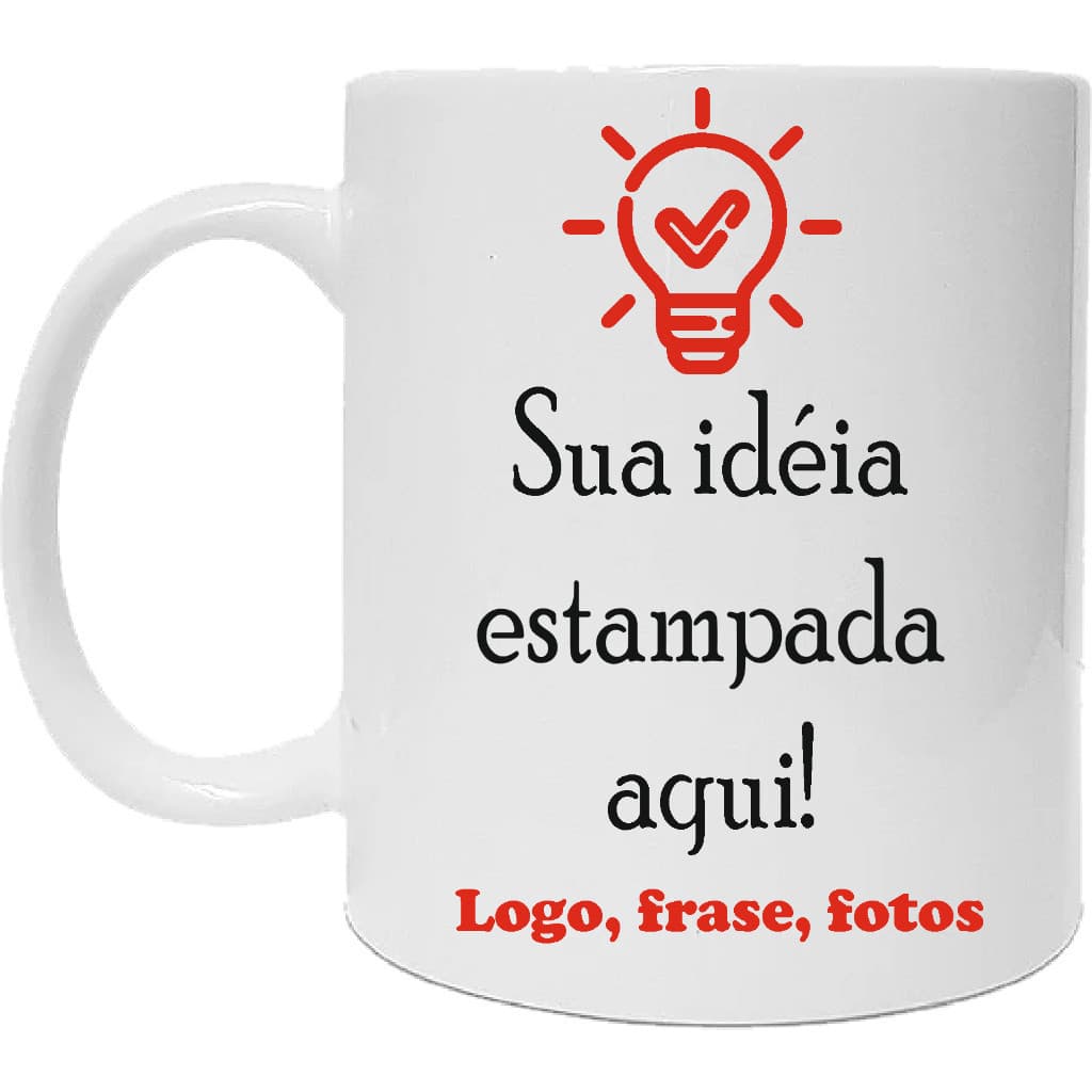 Caneca Personalizada com Foto Nome Frase Logo Porcelana 325ml Presente