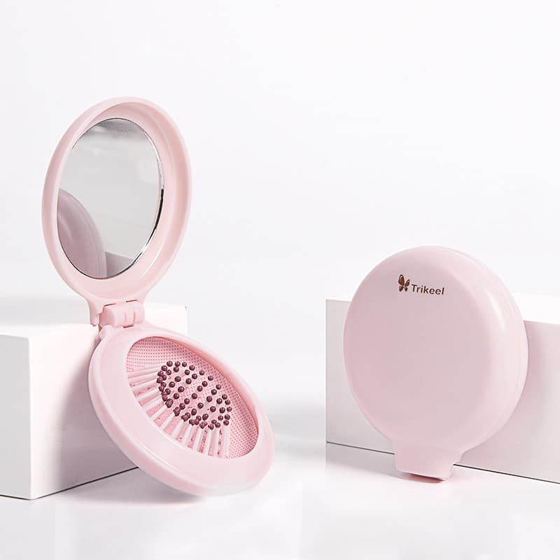 Clamshell dobrável massagem pente menina Airbag pente Mini portátil cabeleireiro pente espelho maquiagem dupla utilizaçã