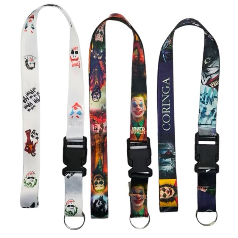 Cordão Para Pescoço Coringa Arlequina Chaveiro Com Engate Rapido para moto, chaveiro ou crachá