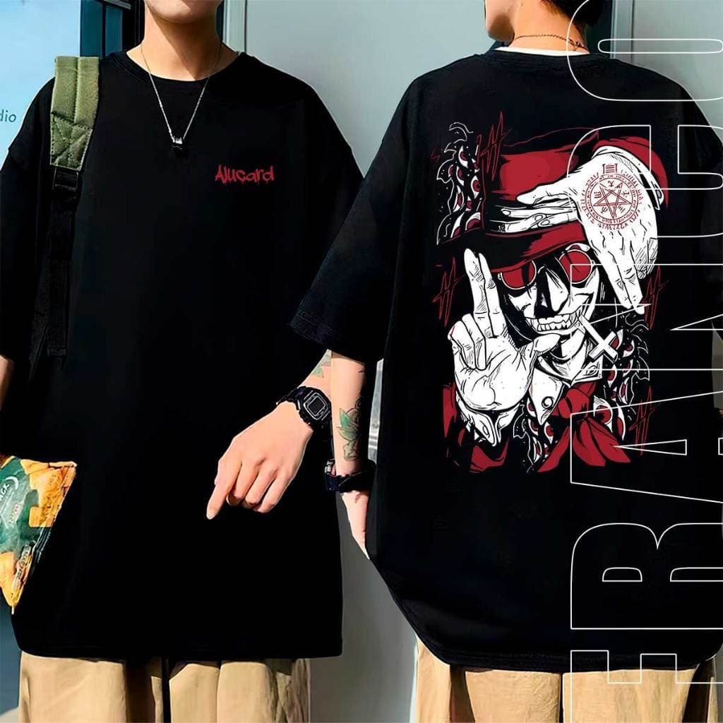 Camiseta  Anime Alucard Dracula Vampiro Caçador Camisa Unissex 100% Algodão Estampada Slim Várias Cores