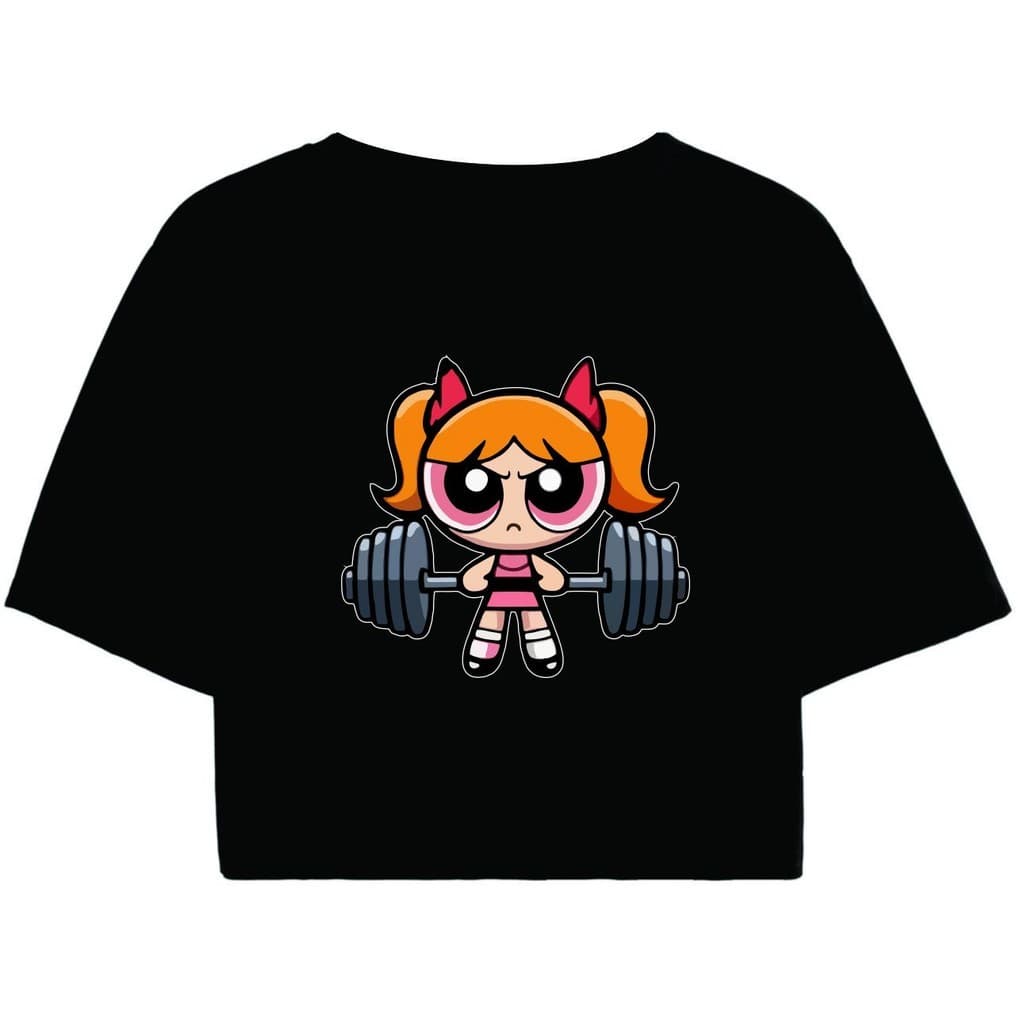 Cropped Preto blogueira Academia malhação fitness gym florzinha as meninas super poderosas