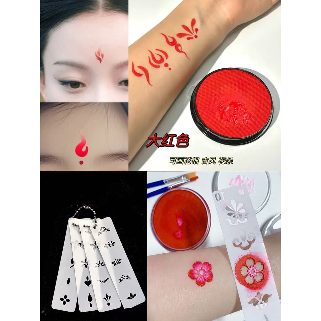 Crianças modelo de pintura facial corpo facial oco sobrancelha coração flor selo palco maquiagem Hanfu antigo testa ades