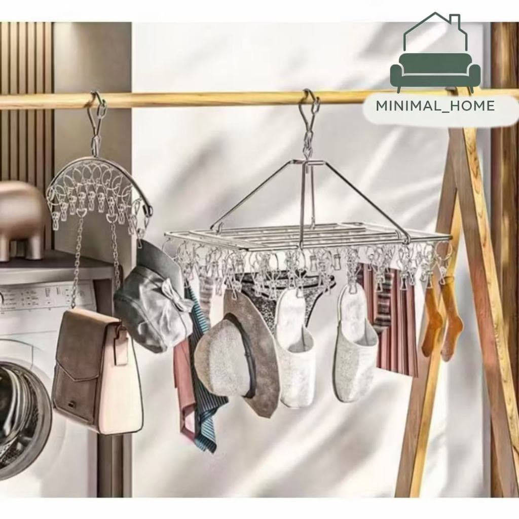 Varal 20/40 Prendedores Roupa Bebe Calcinha Cueca Dobrável Inox